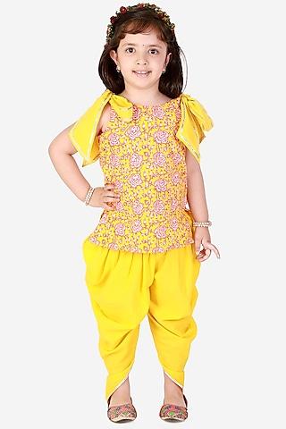 yellow cotton dhoti set for girls