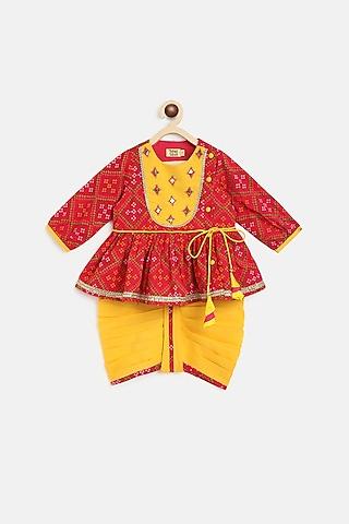 yellow cotton dhoti set for girls