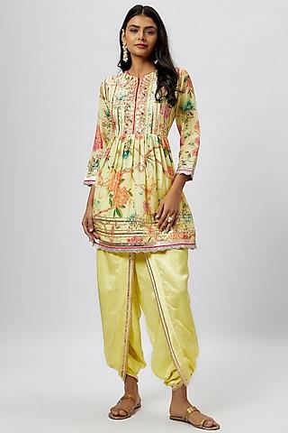 yellow cotton dhoti set