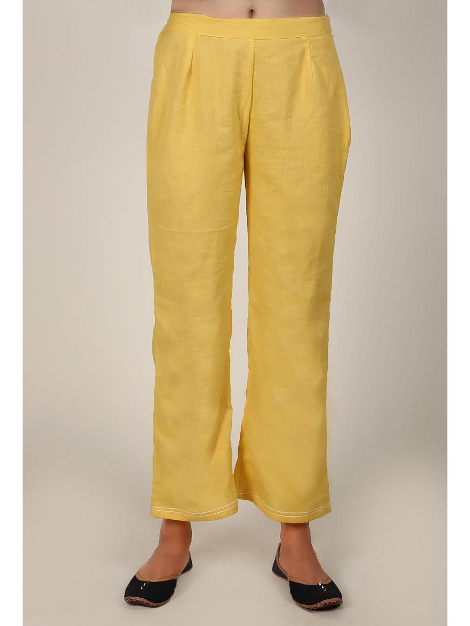 yellow cotton flex a-line palazzo