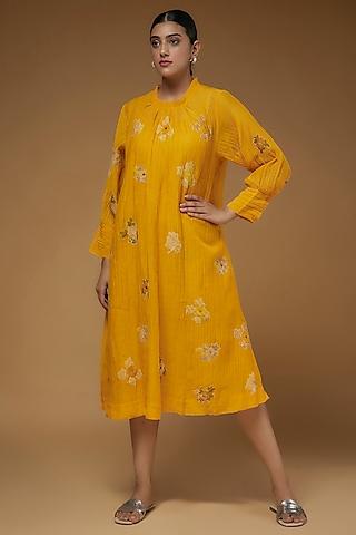 yellow cotton frilled dress