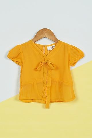 yellow cotton georgette top for girls