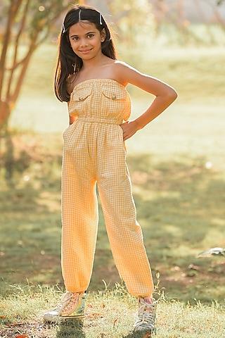 yellow cotton jumpsuit for girls