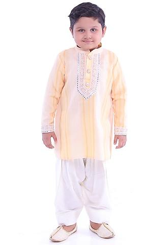 yellow cotton kurta set for boys