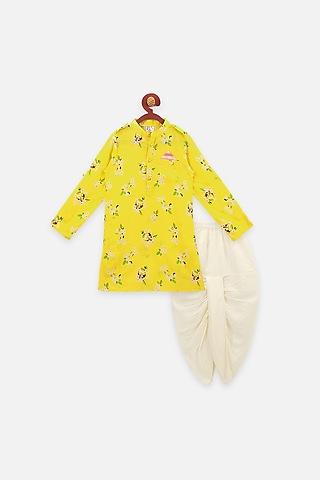 yellow cotton kurta set for boys