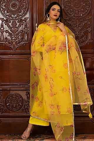 yellow cotton kurta set