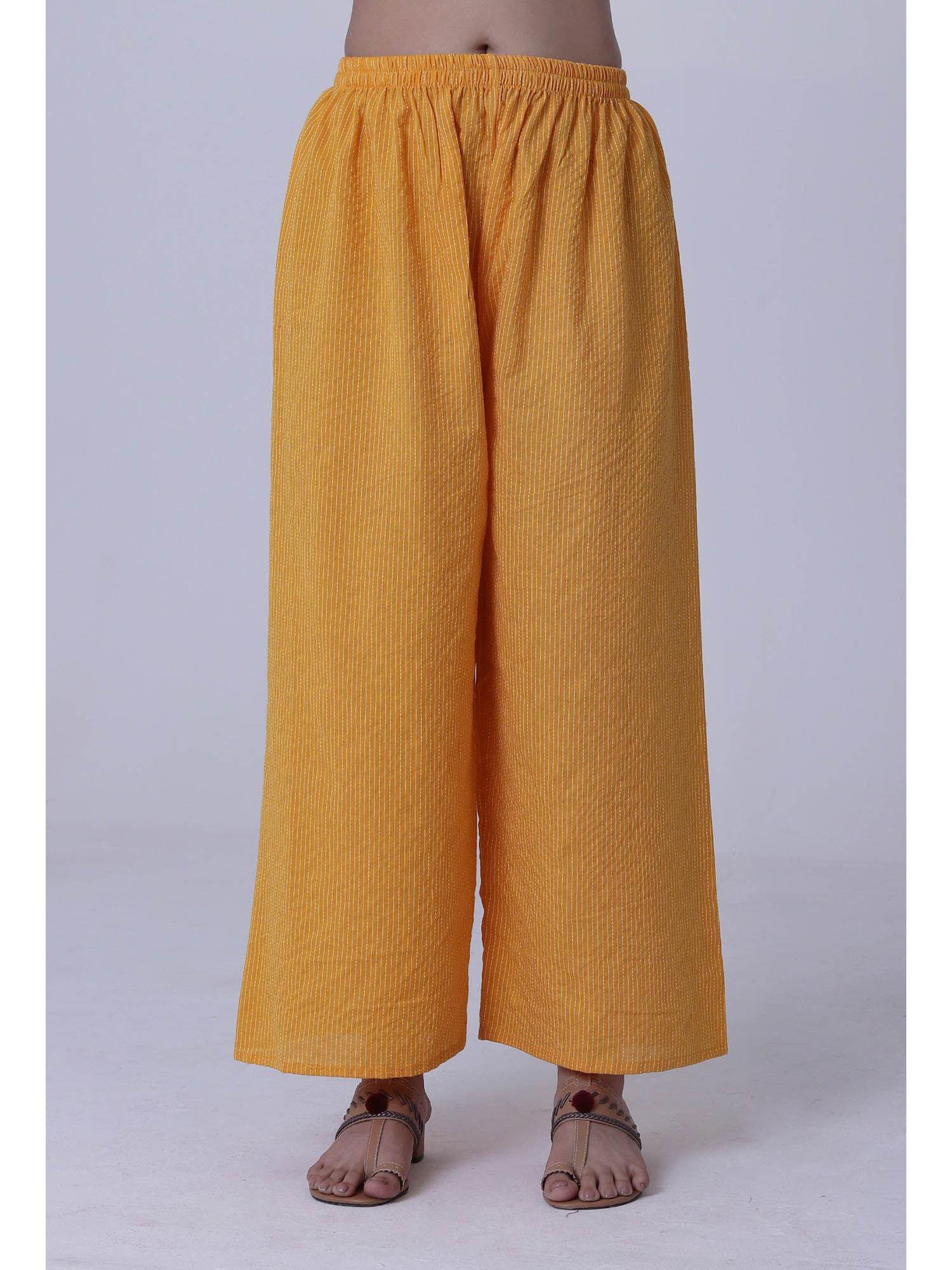 yellow cotton mustard palazzo