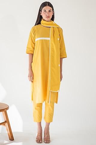 yellow cotton poplin tunic set