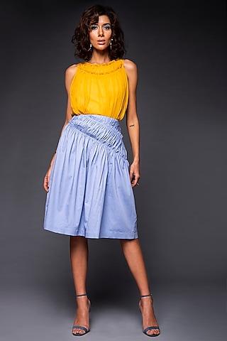 yellow cotton ruched top
