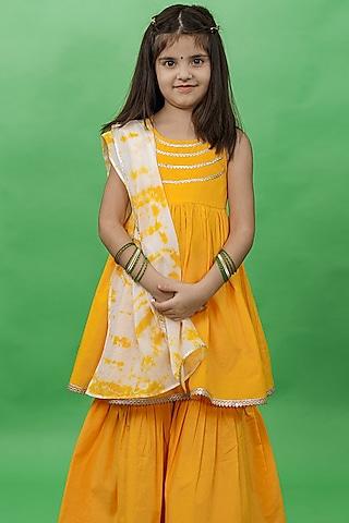 yellow cotton sharara set for girls