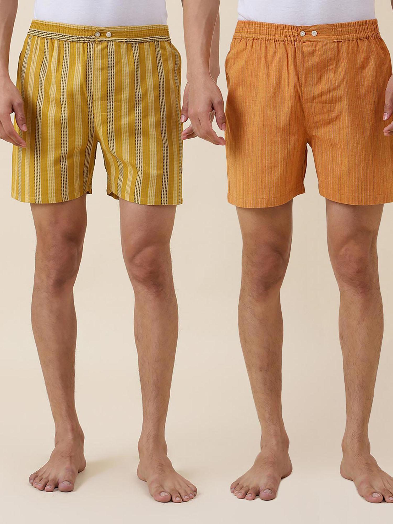 yellow cotton striped boxer shorts (pack of 2)