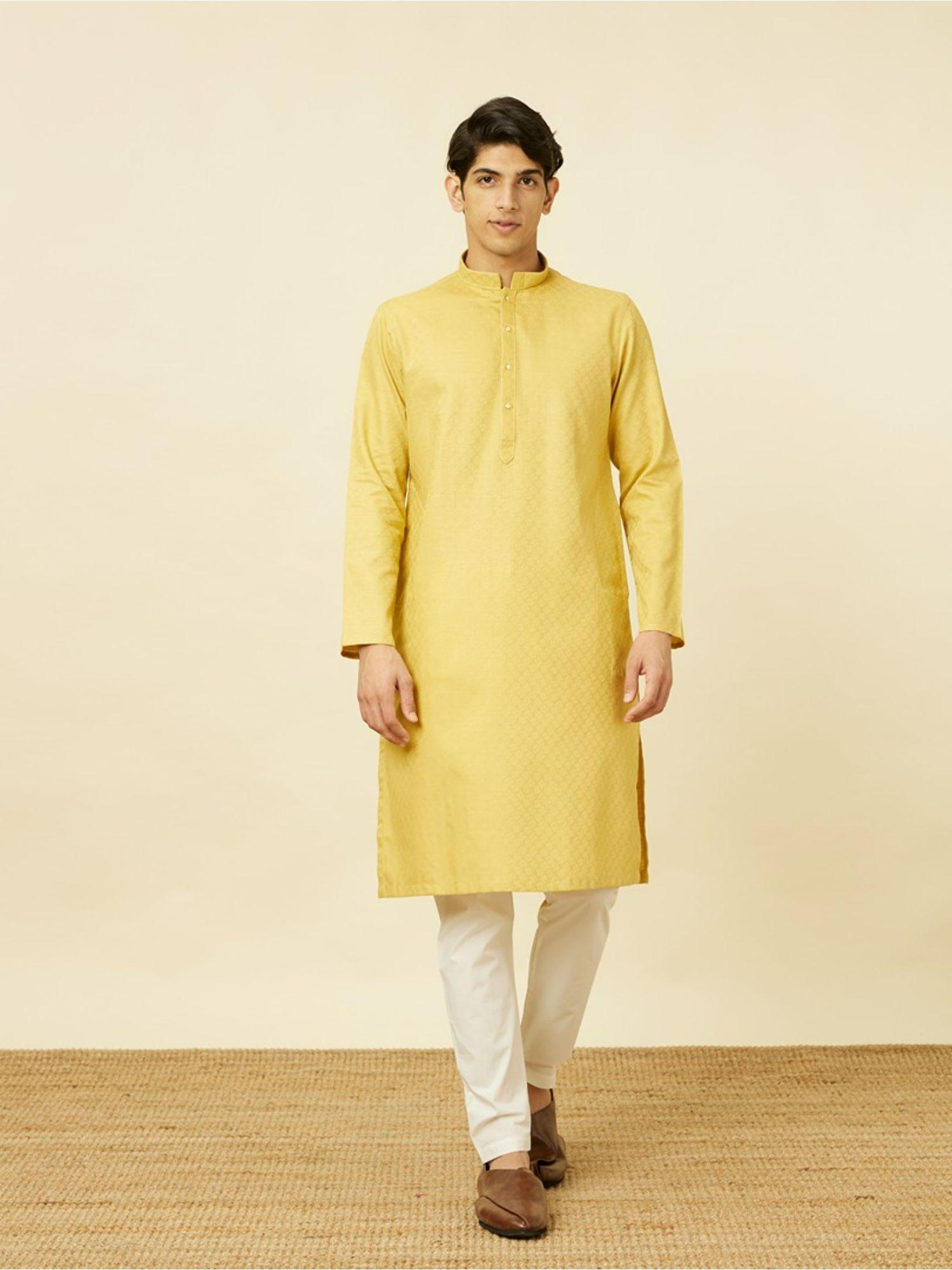 yellow cotton traditional kurta (set of 2)