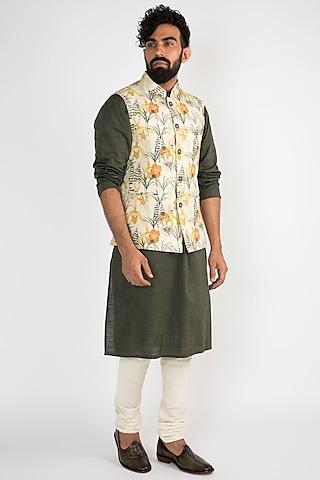 yellow cream nehru jacket