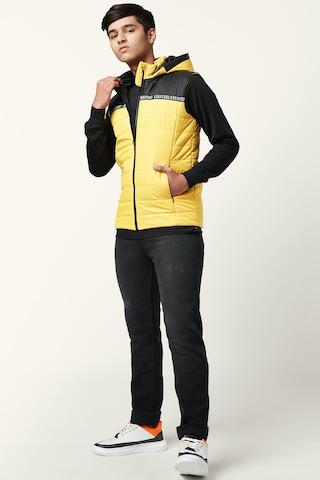 yellow cut & sew casual sleeveless regular hood boys regular fit jacket