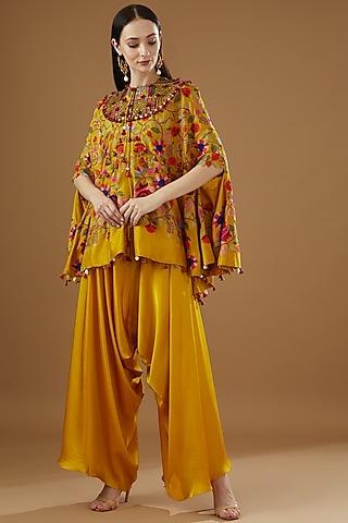 yellow dupion cape set