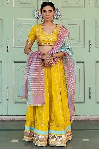 yellow embellished lehenga set