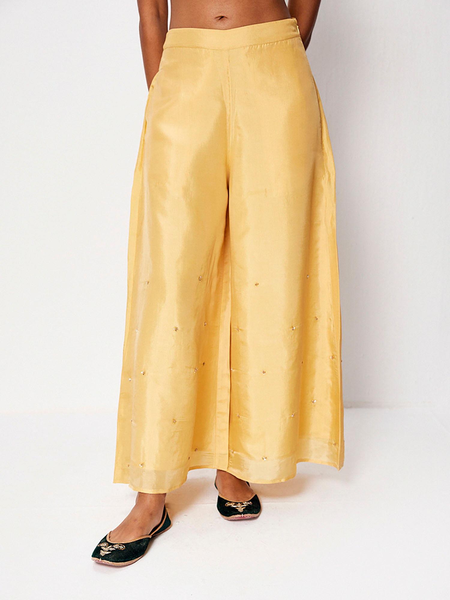 yellow embellished palazzo