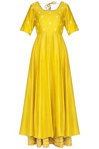 yellow embroidered anarkali with dupatta