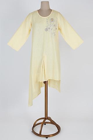 yellow embroidered asymmetric tunic