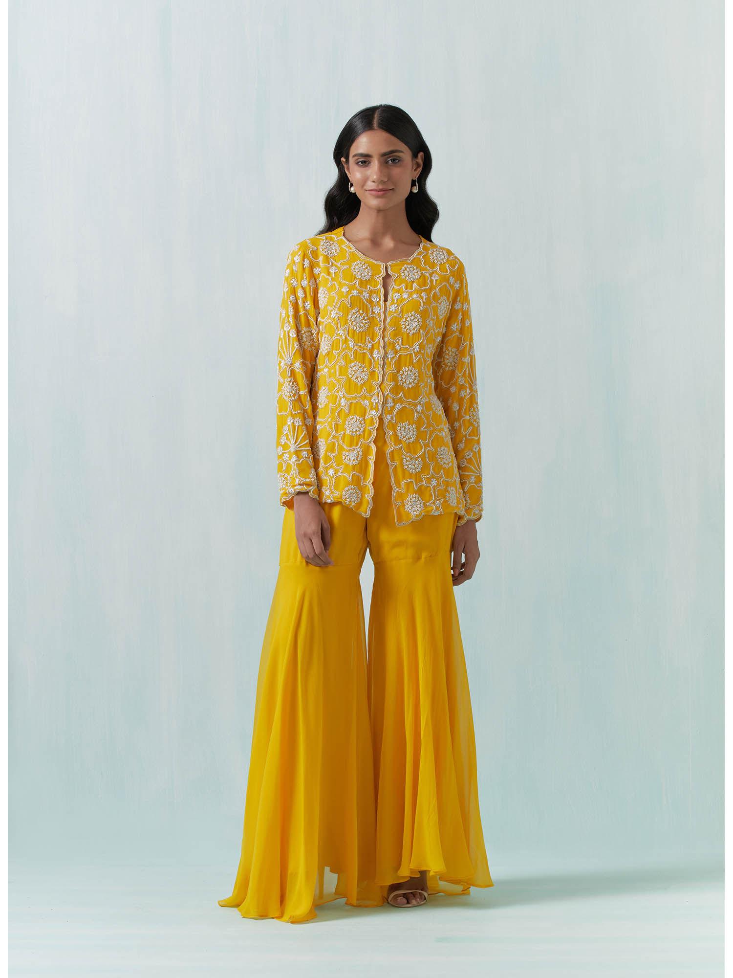 yellow embroidered co-ord's (set of 2)