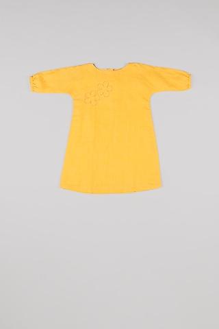 yellow embroidered dress for girls