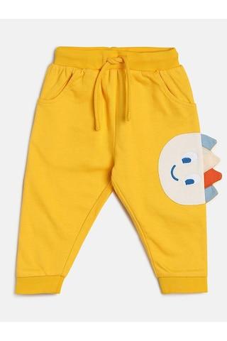 yellow embroidered full length casual boys regular fit jogger pants