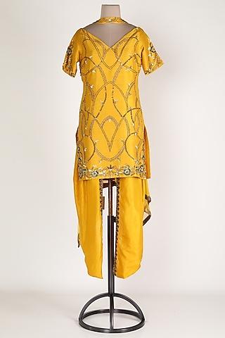 yellow embroidered kurta set