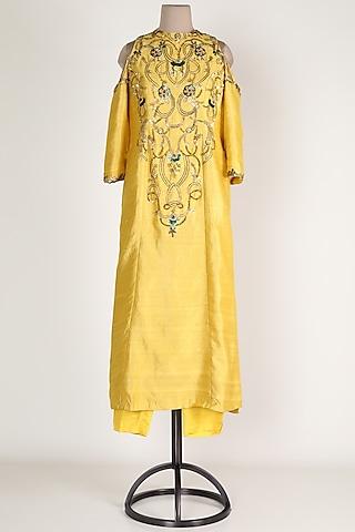 yellow embroidered kurta with pants