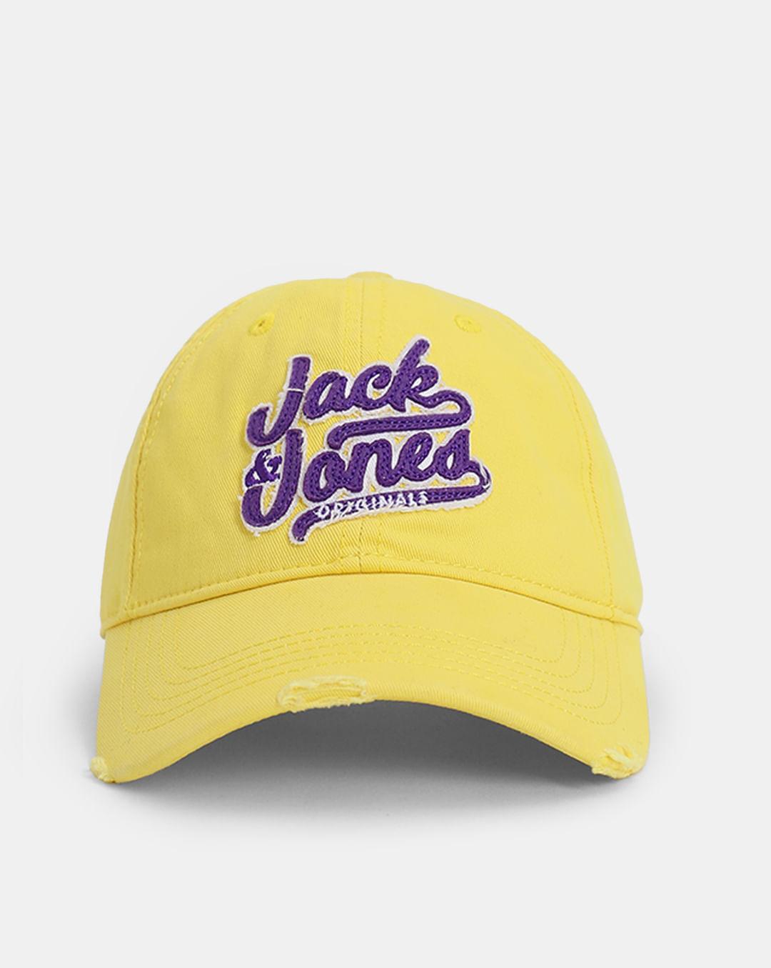 yellow embroidered logo varsity cap