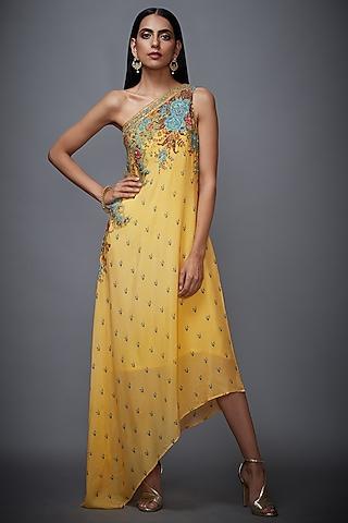 yellow embroidered maxi dress