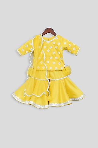 yellow embroidered sharara set for girls