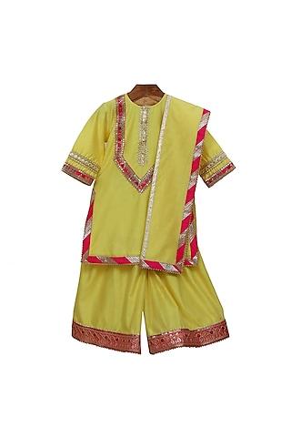 yellow embroidered sharara set for girls