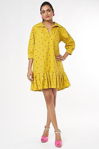 yellow embroidered tennis dress