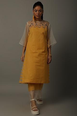 yellow embroidered tunic with trousers