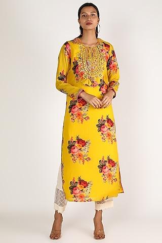 yellow embroidered tunic