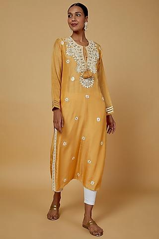 yellow embroidered tunic