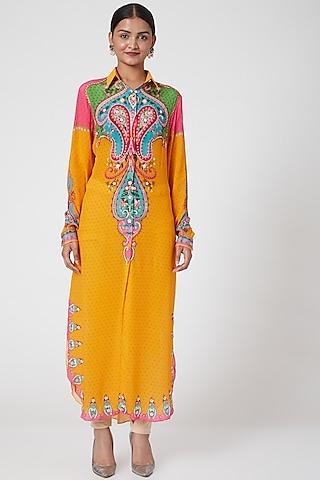 yellow embroidered tunic