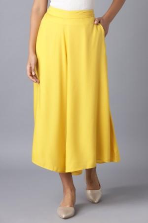 yellow flared culottes