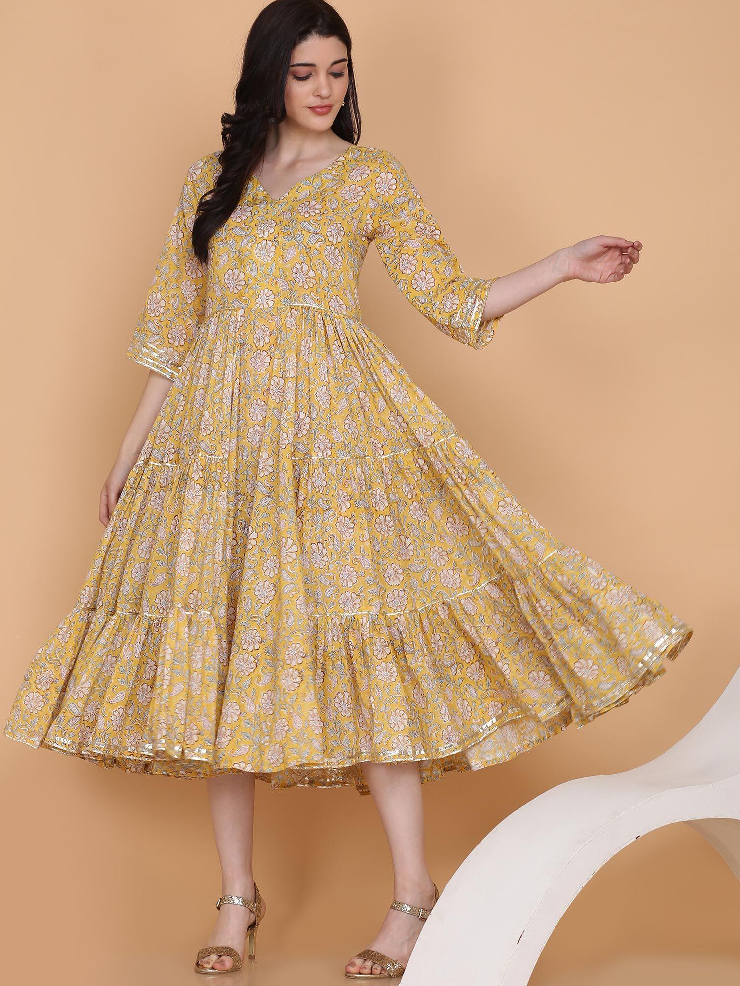 yellow flared kurta