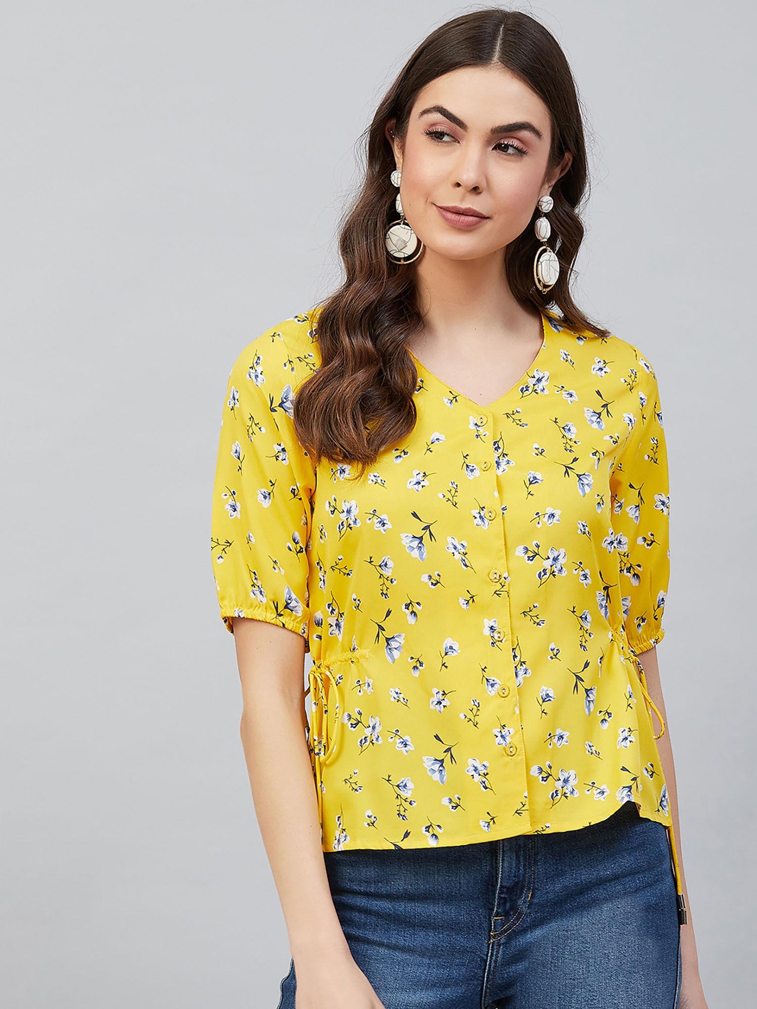 yellow floral comfortable top