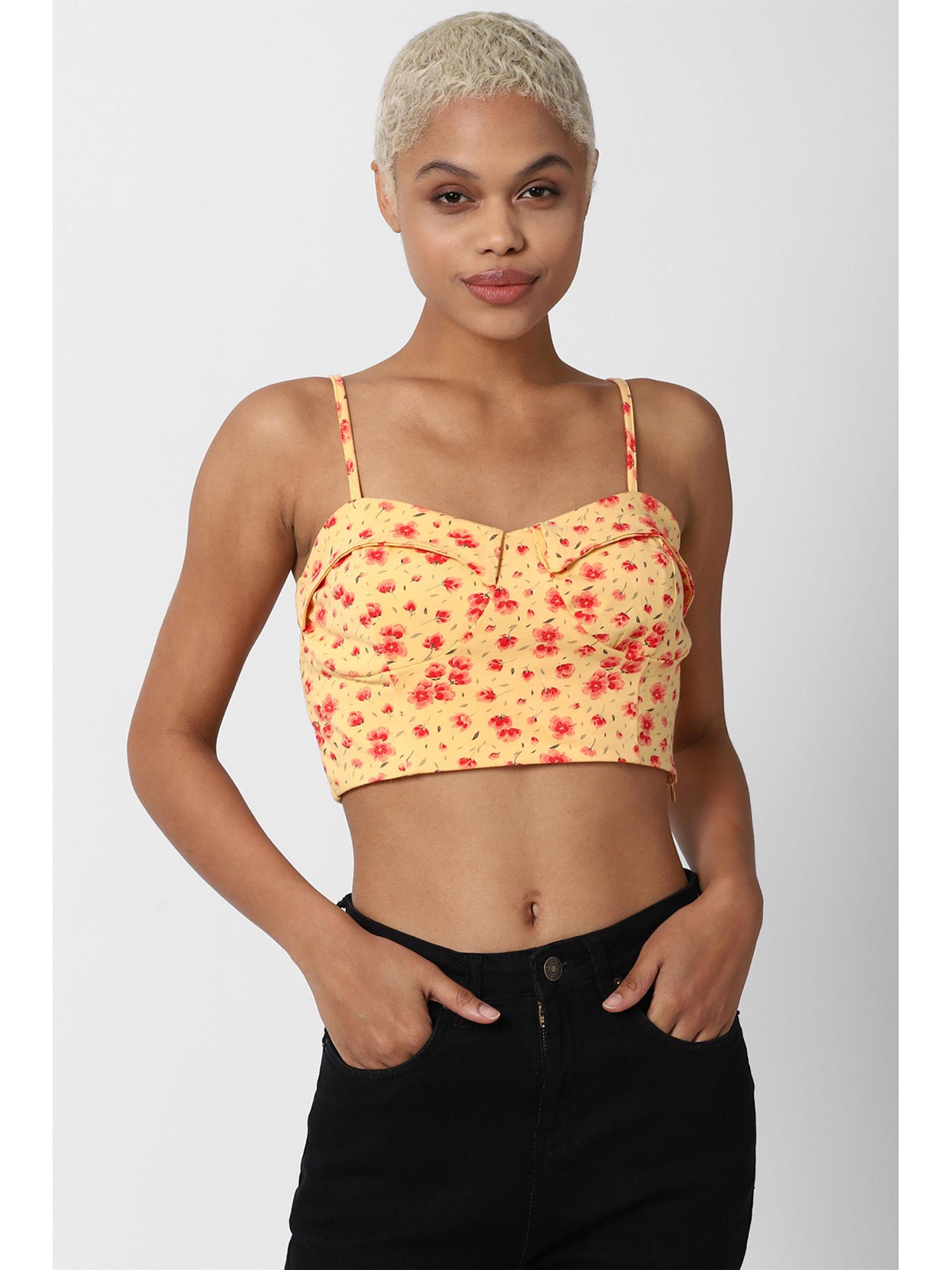 yellow floral crop tops