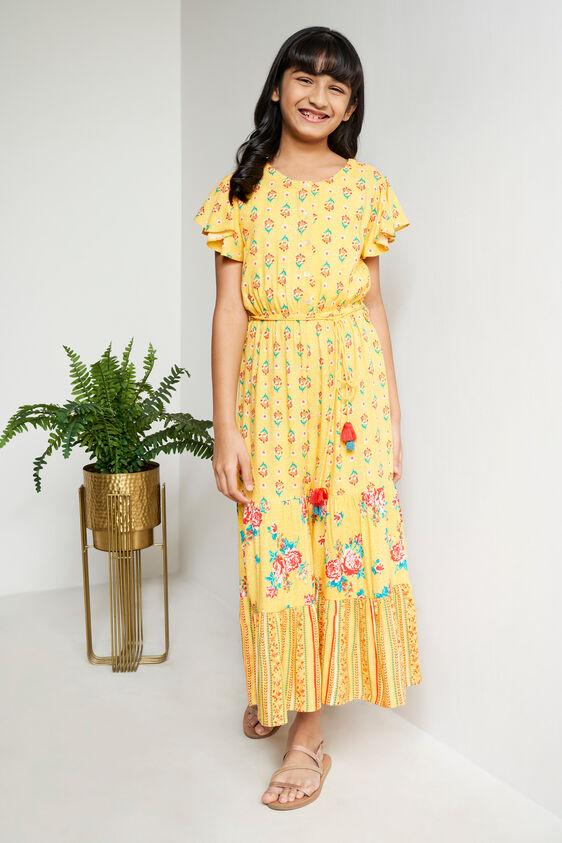yellow floral gathered jumpsuit