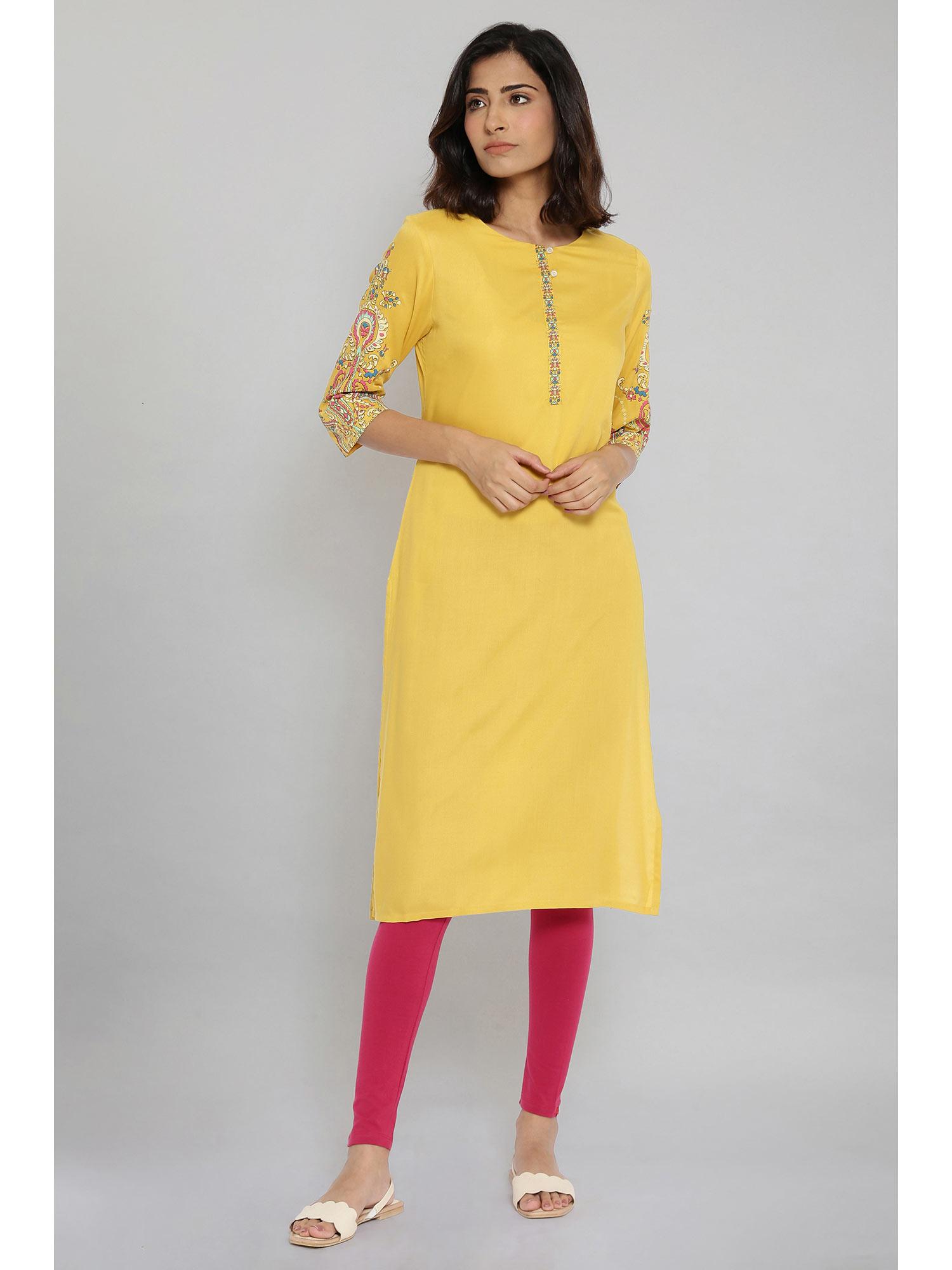 yellow floral kurta