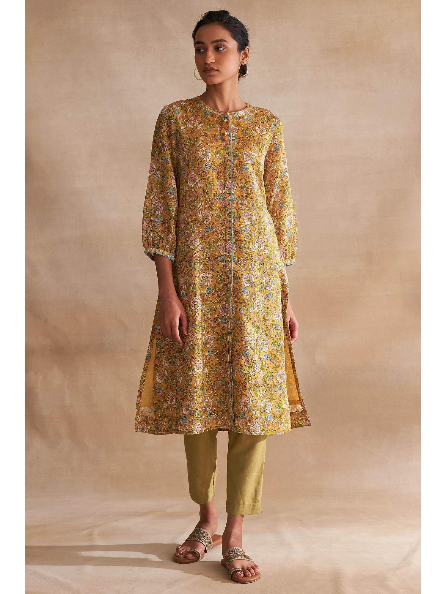 yellow floral kurta