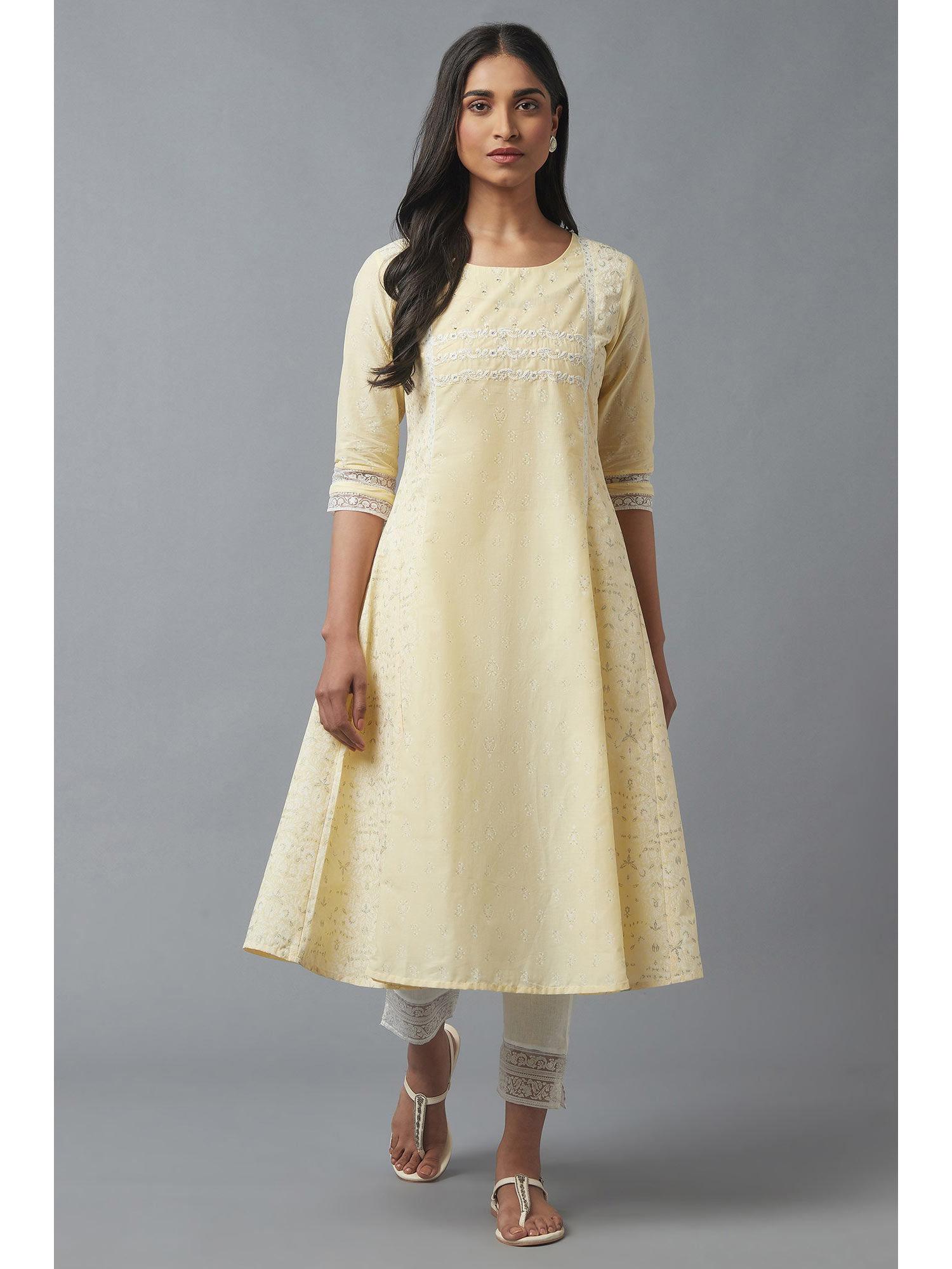 yellow floral kurta