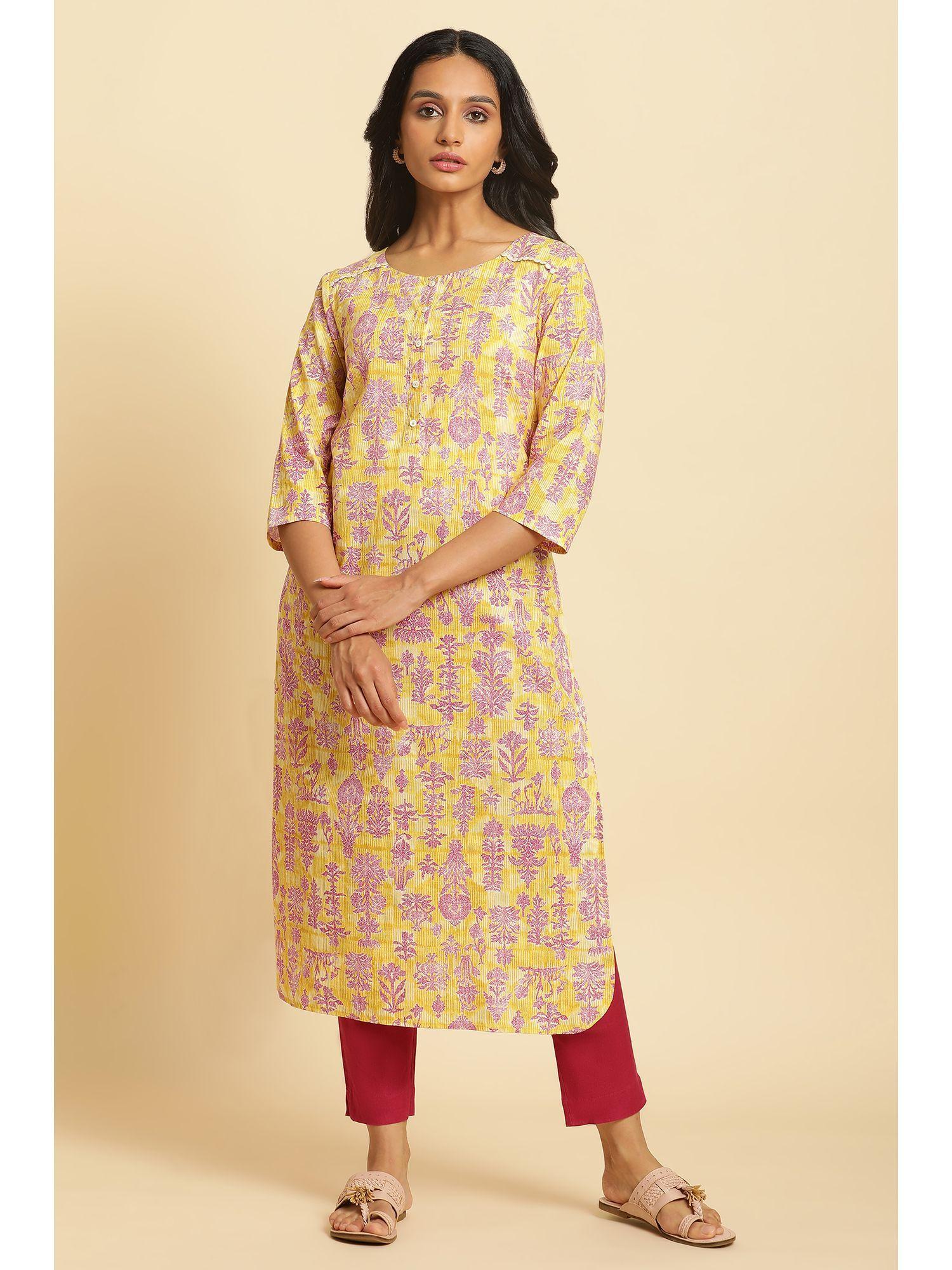 yellow floral kurta