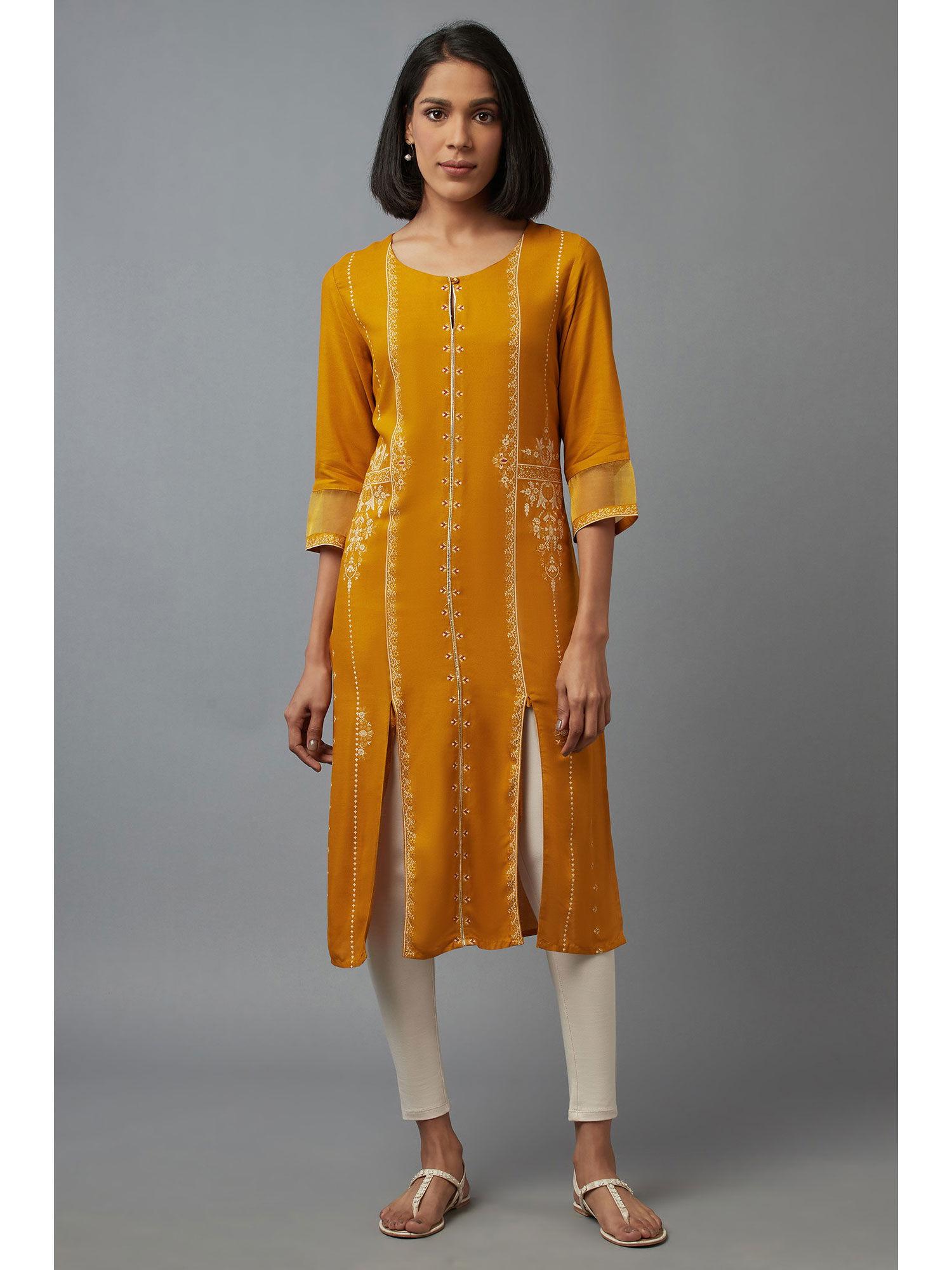 yellow floral kurta