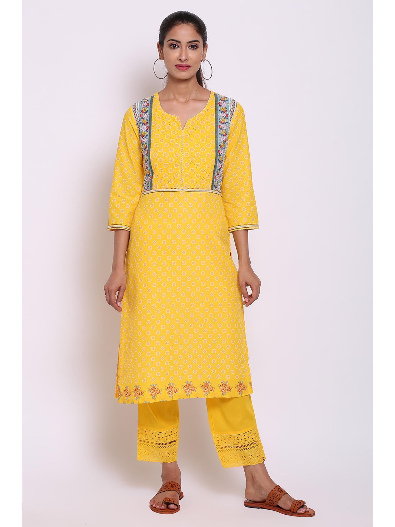 yellow floral kurta