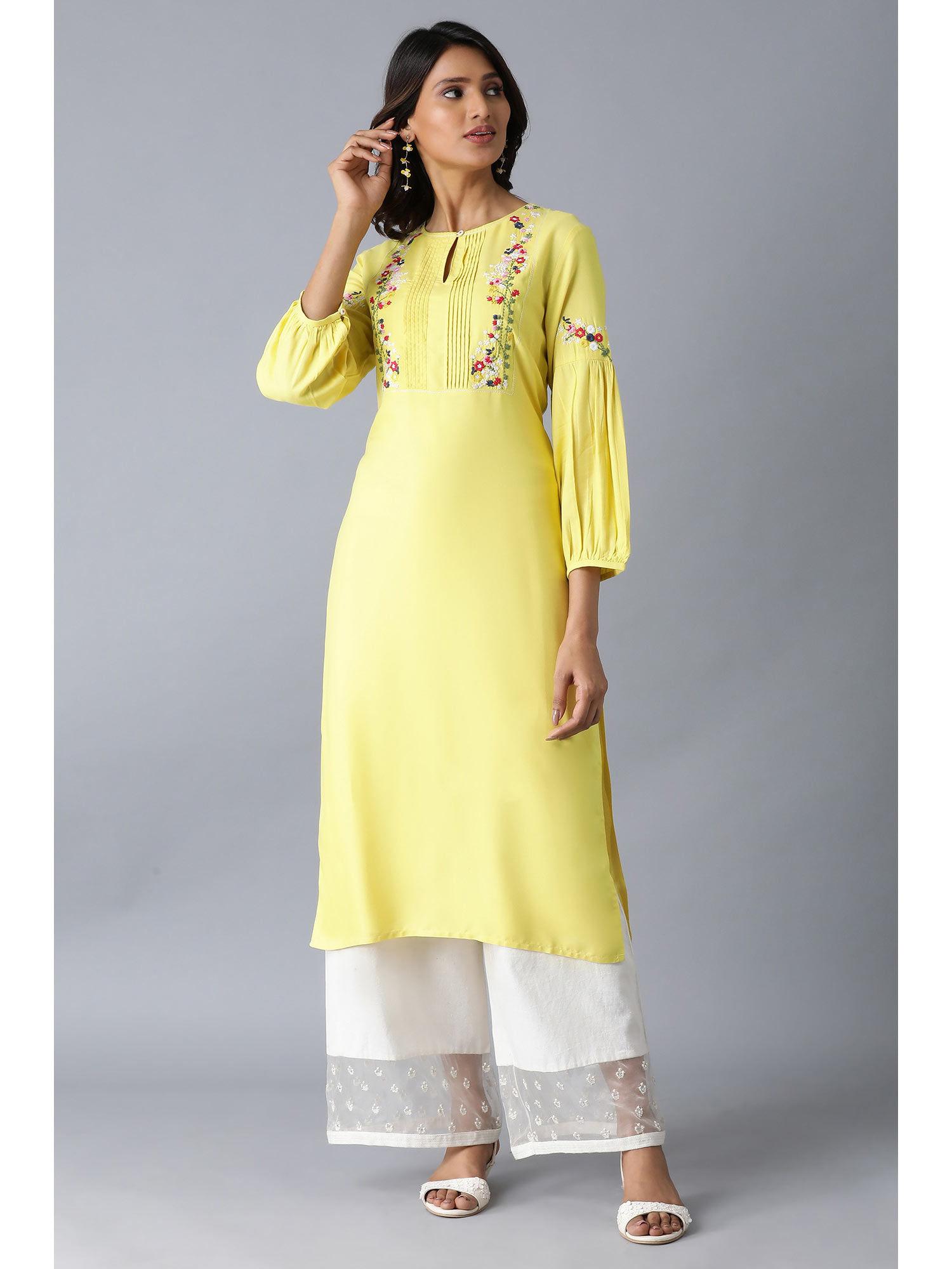 yellow floral kurta