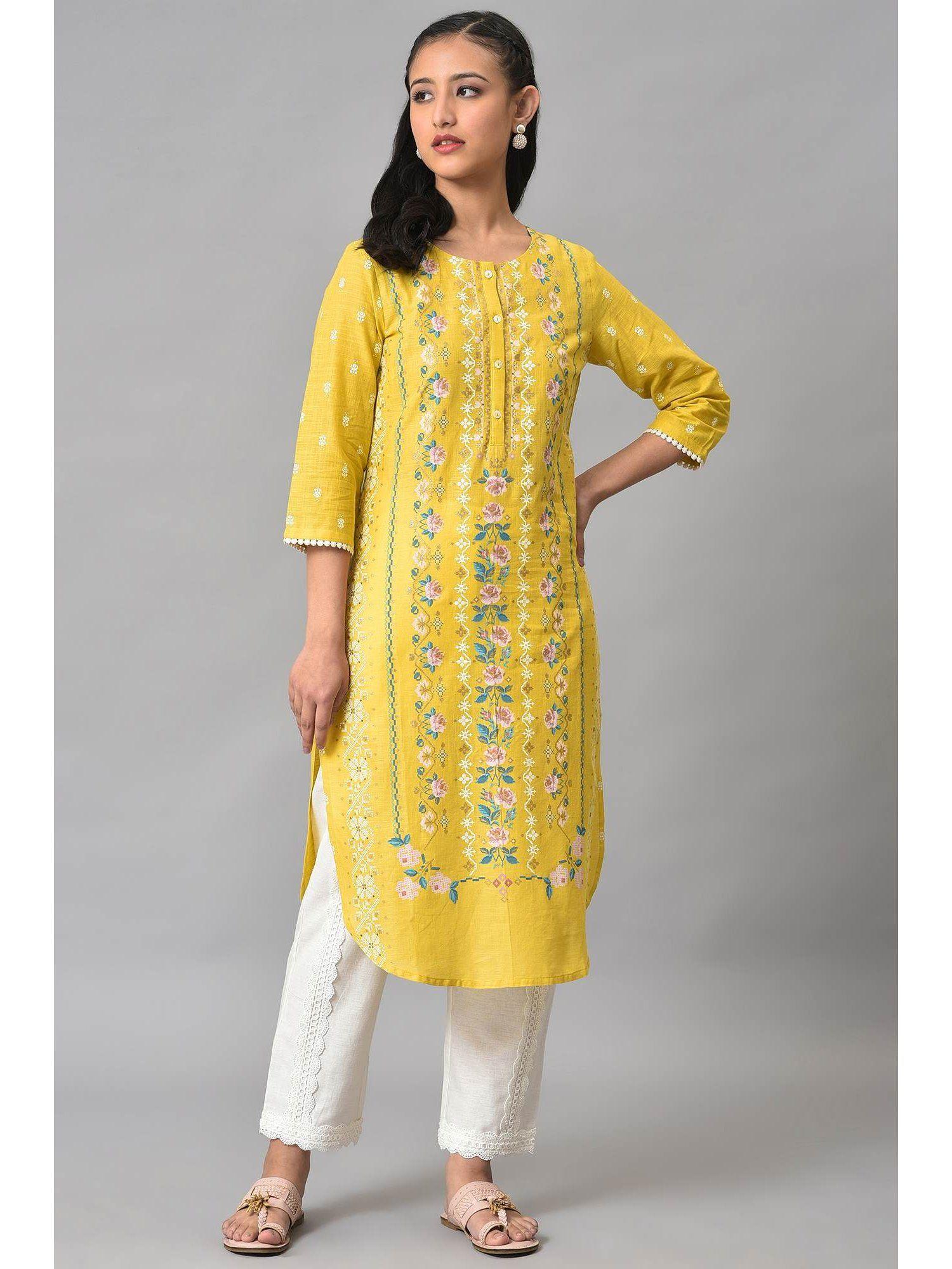 yellow floral kurta